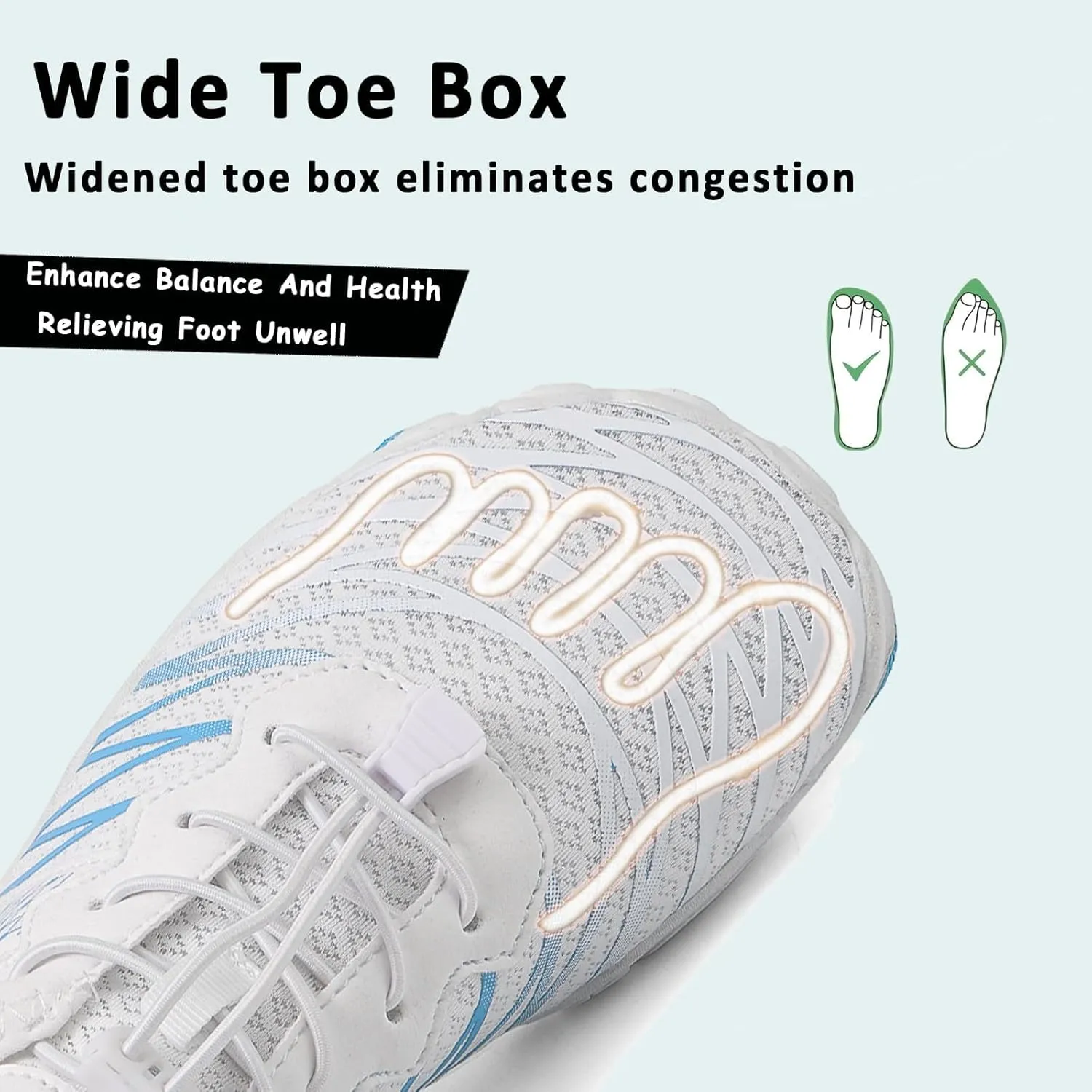 Barefoot Water Shoes for Women Wide Toe Box Shoe Pro-Healthy,Non-Slip Sneakers Pro Barefoot Shoes Beach Pool Aqua Swim Surf Hiking Footwear Summer Lightweight Running Trekking Trail Sneaker Unisex