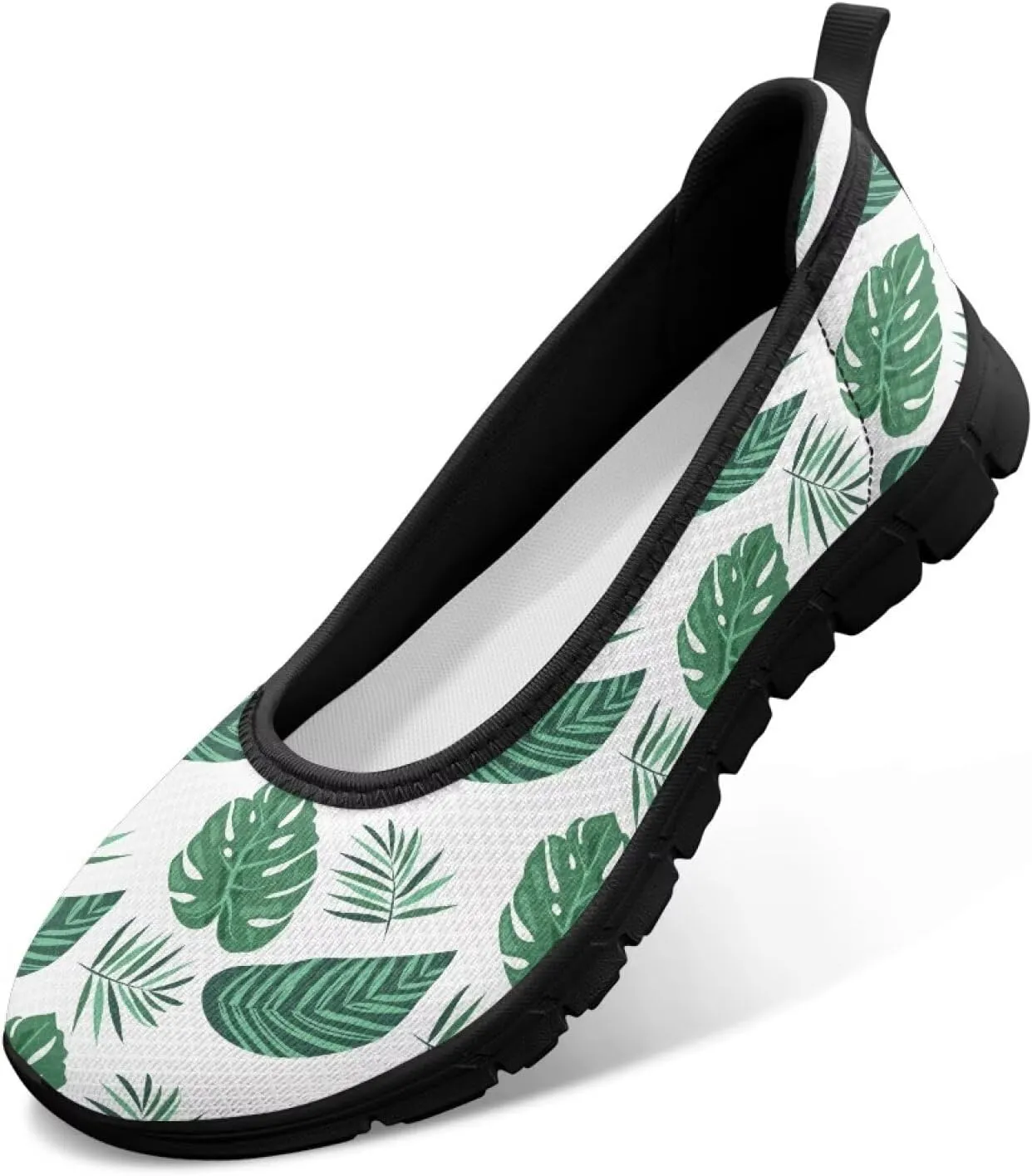 GOSTONG Women's Flats Round Toe Slip On Flats Shoes Casual Dress Shoes Breathable Non-Slip Travel Walking Shoes Black Sole Size 6-11