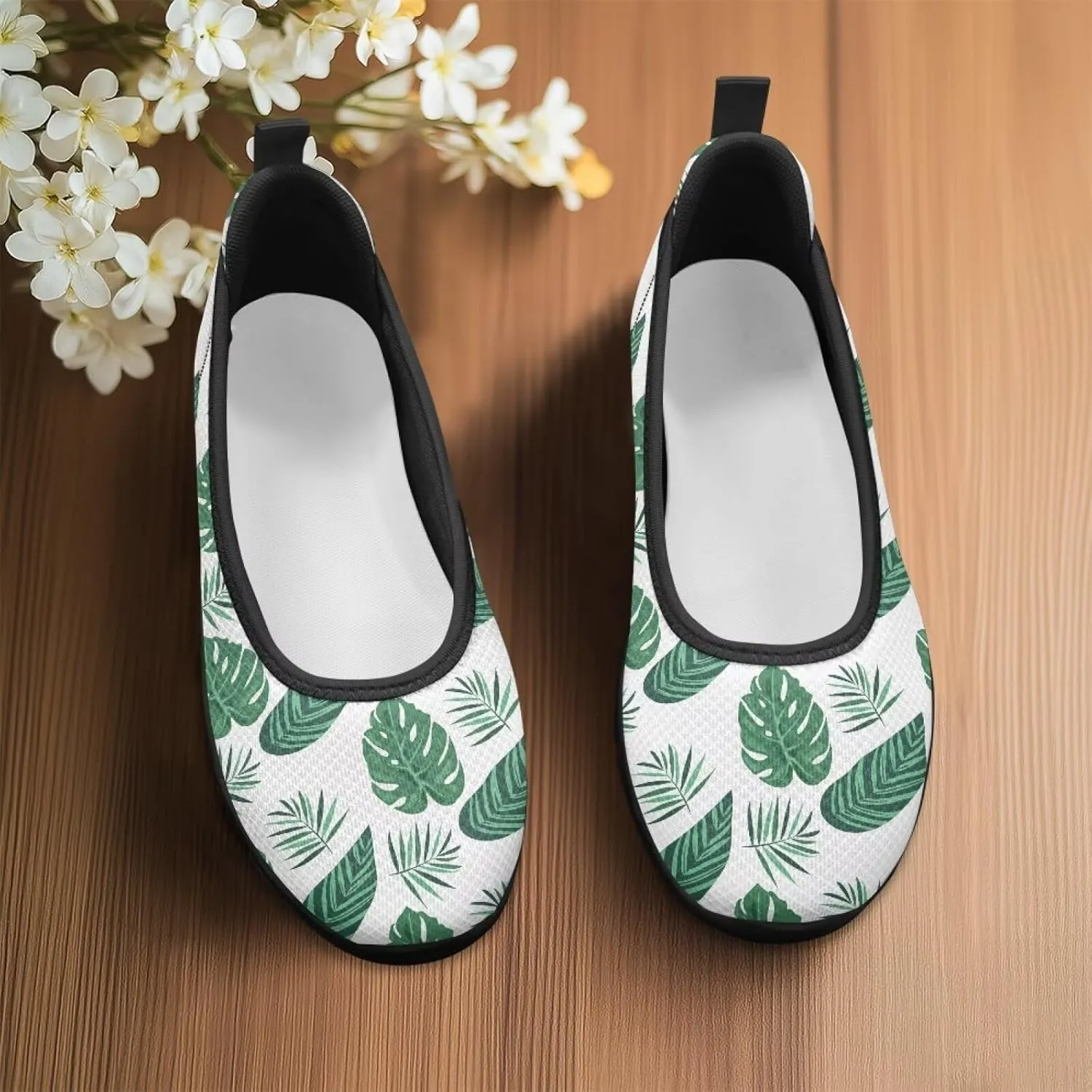 GOSTONG Women's Flats Round Toe Slip On Flats Shoes Casual Dress Shoes Breathable Non-Slip Travel Walking Shoes Black Sole Size 6-11