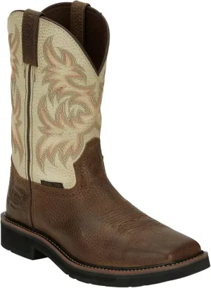 Justin Men's Driller Western Work Boot Steel Toe Dark Brown 9.5 EE