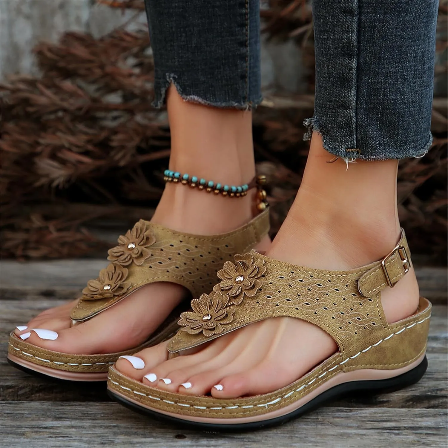 Ladmiple Sandals Women Fashion Dressy Summer Orthotic Slides Comfortable Walking Orthopedic Flip Flops with Arch Support
