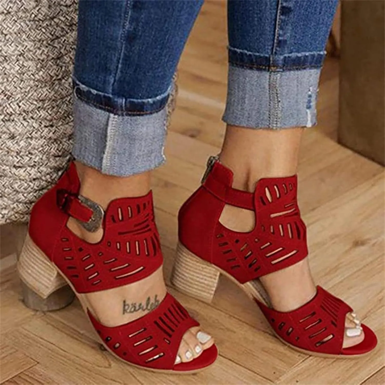 Ladmiple Wedge Sandals for Women Dressy Slip-On Sandal Summer Casual Beach Shoes Open Toe Ankle Buckle Platform Sandal