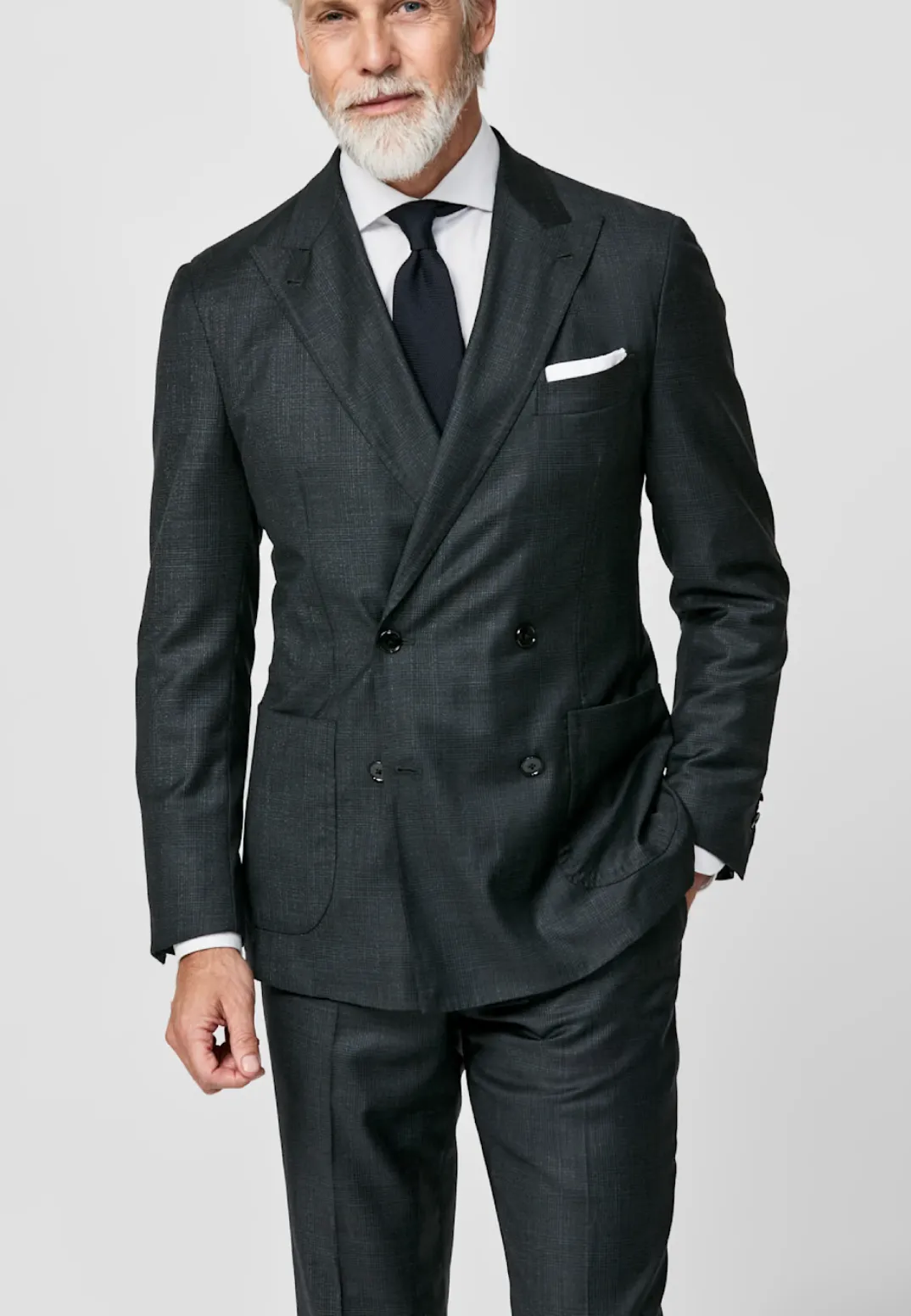 Loro Piana Zelander Dark Green Merino Wool Glencheck with Blue Overcheck