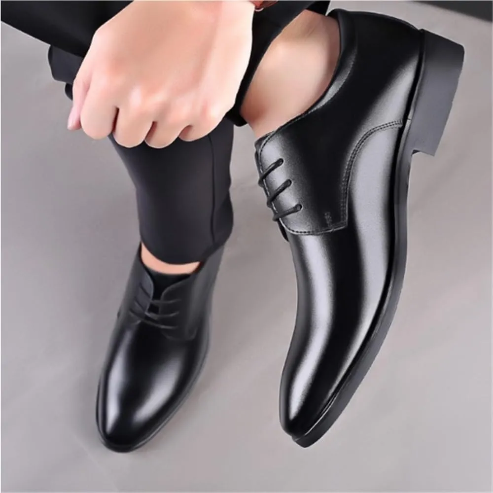 Oxfords Classic Casual Business Modern Work Wedding Shoes Mens Patent Leather Lace-Up Soft Bottom Cap Toe Dress Shoes