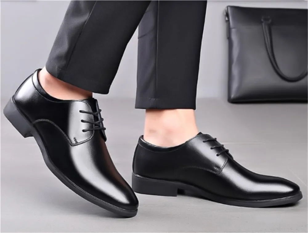 Oxfords Classic Casual Business Modern Work Wedding Shoes Mens Patent Leather Lace-Up Soft Bottom Cap Toe Dress Shoes