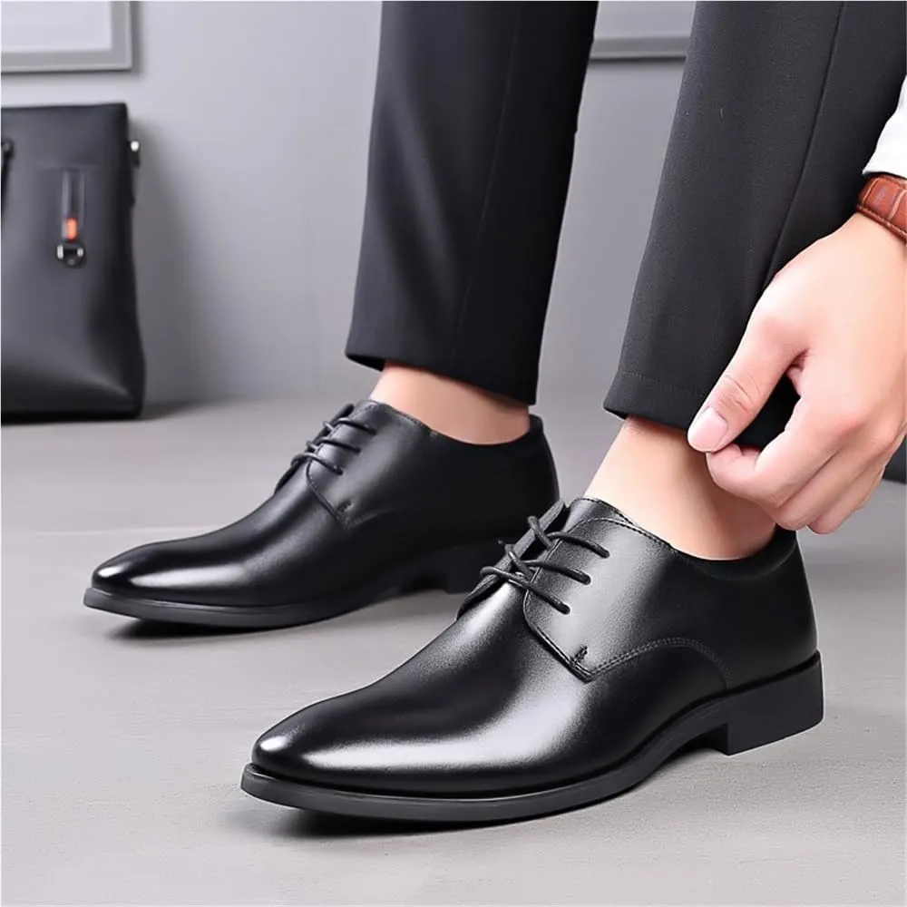Oxfords Classic Casual Business Modern Work Wedding Shoes Mens Patent Leather Lace-Up Soft Bottom Cap Toe Dress Shoes