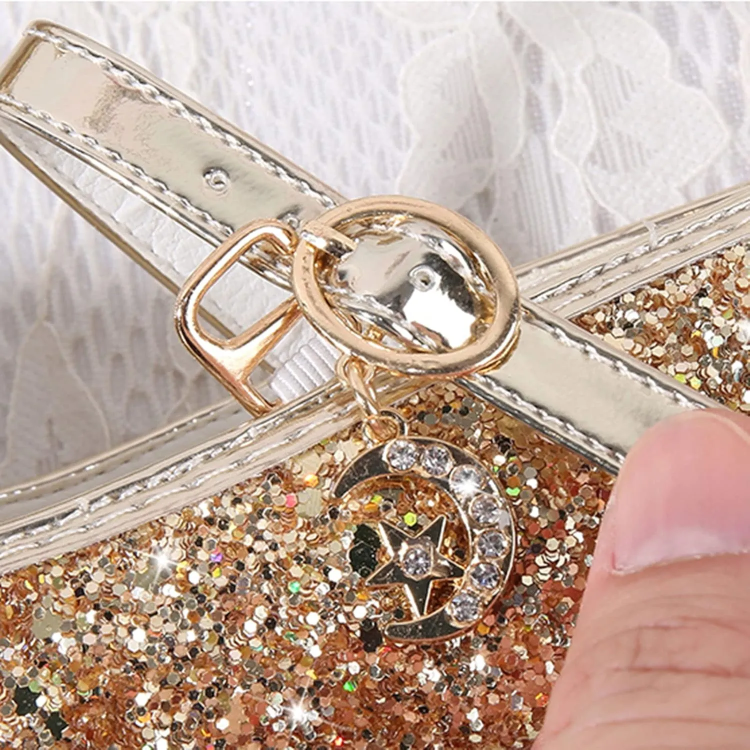 Shoes for Girls,Toddler Girl Glitter Sequins Princess Shoes Low Heels Party Dress Dance Shoes Rhinestone Sandals Shoes