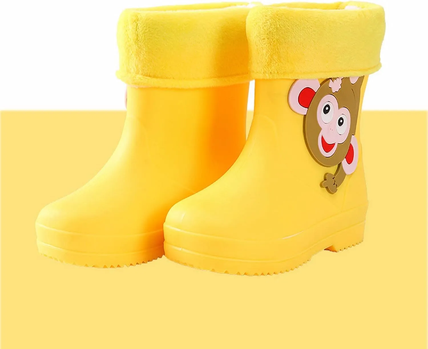 Unisex Child Fleece Lined aterproof Rain Boots Cute artoon Lightweight Toddler Rubber Winter Boots for Babies Girls