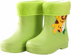 Unisex Child Fleece Lined aterproof Rain Boots Cute artoon Lightweight Toddler Rubber Winter Boots for Babies Girls