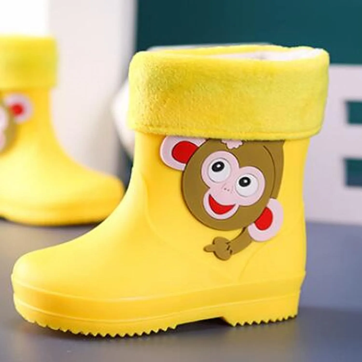 Unisex Child Fleece Lined aterproof Rain Boots Cute artoon Lightweight Toddler Rubber Winter Boots for Babies Girls